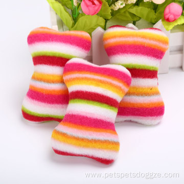 rainbow color bone-shape cat toy plush pet